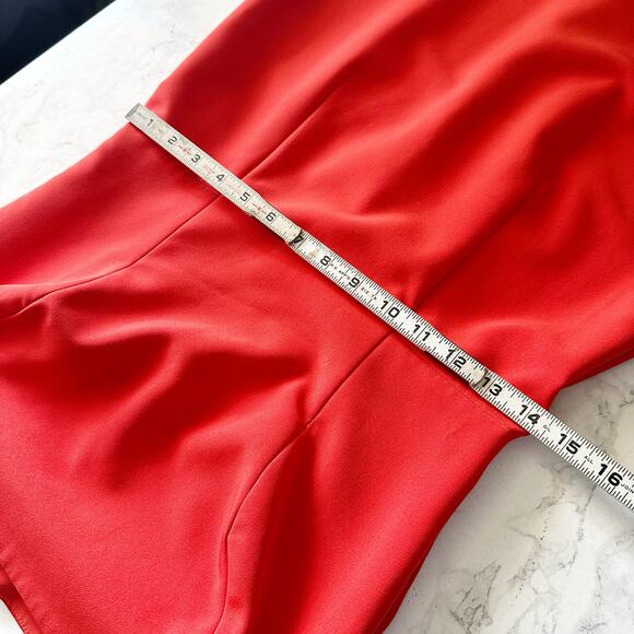 Milly Off-Shoulder Red-Orange Midi Dress - Picture 15 of 16